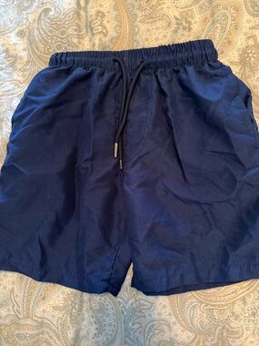 Essentials navy blue athletic shorts with mesh lining